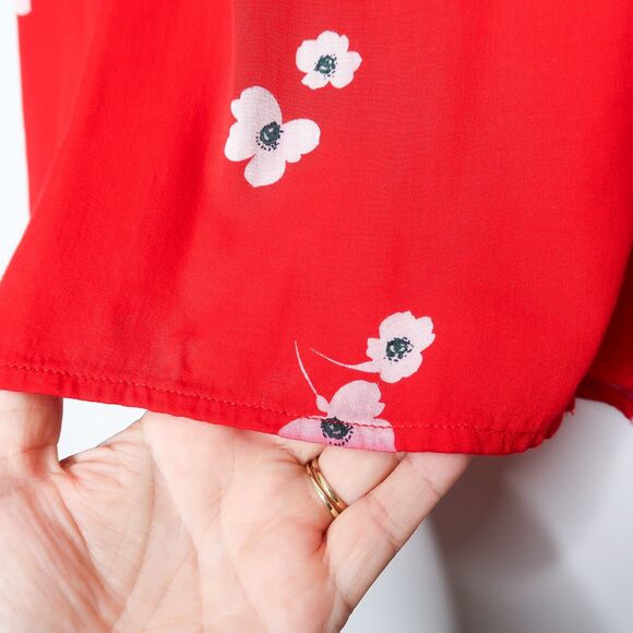 Bardot Womens Mini Wrap Dress‎ Size 8 Medium Red White Floral V-neck Feminine - Picture 7 of 12